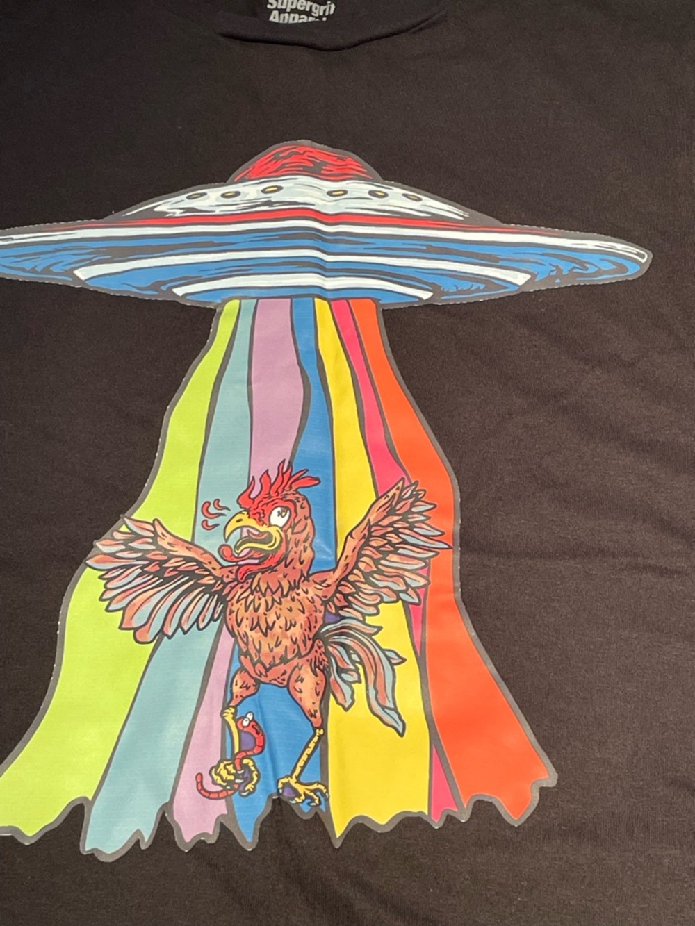 Super Grif apparel graphic  Tee UFO chicken rainbow shirt Funny Graphic size S